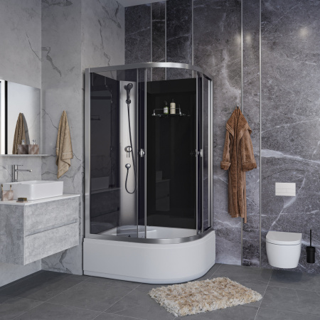 Душевая кабина Niagara Eco E110/80/40L/TN/BK 110х80 асимметричная без крыши ориентация левая